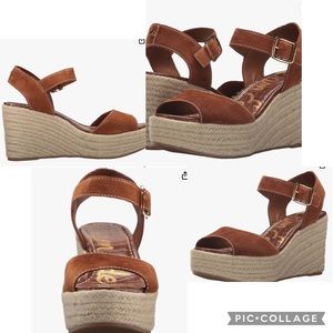 Sam Edelman Dimitree Suede Platform Wedge Espadrille in Cognac
